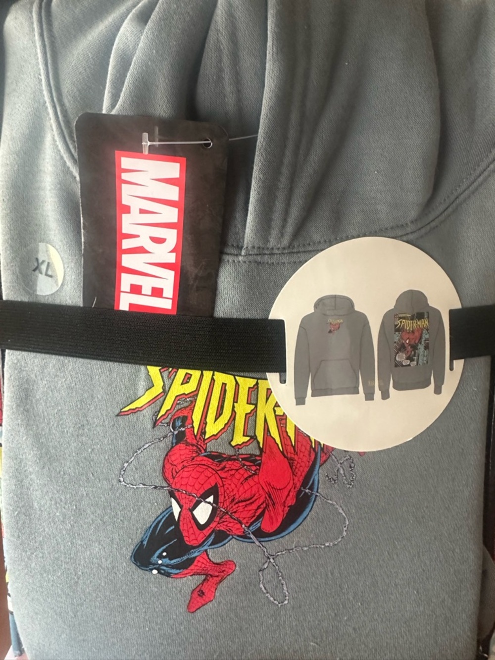New Marvel Spider-Man Slate Pullover with Red & Yellow Graphic size XL